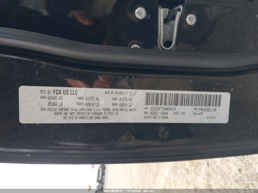 2017 Dodge Charger R/T Rwd VIN: 2C3CDXCT5HH654410 Lot: 43625747