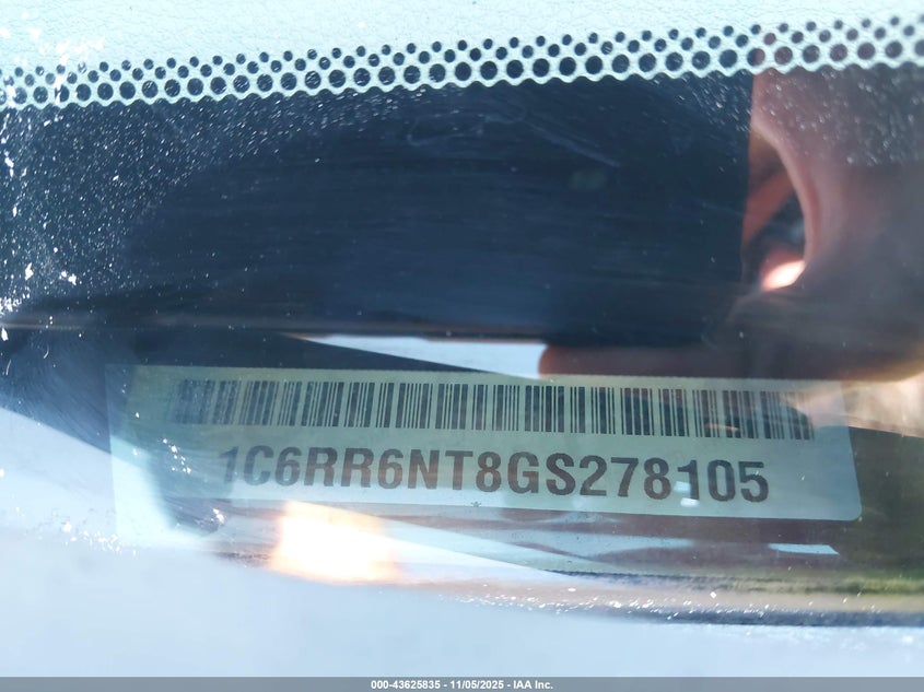 2016 RAM 1500 LARAMIE - 1C6RR6NT8GS278105