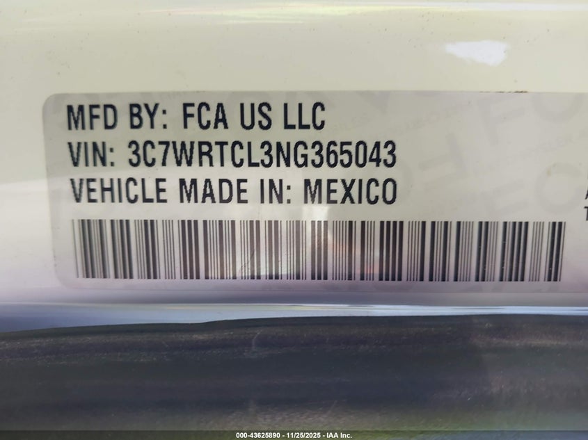 2022 Ram 3500 Chassis Tradesman/Slt/Laramie/Limited VIN: 3C7WRTCL3NG365043 Lot: 43625890