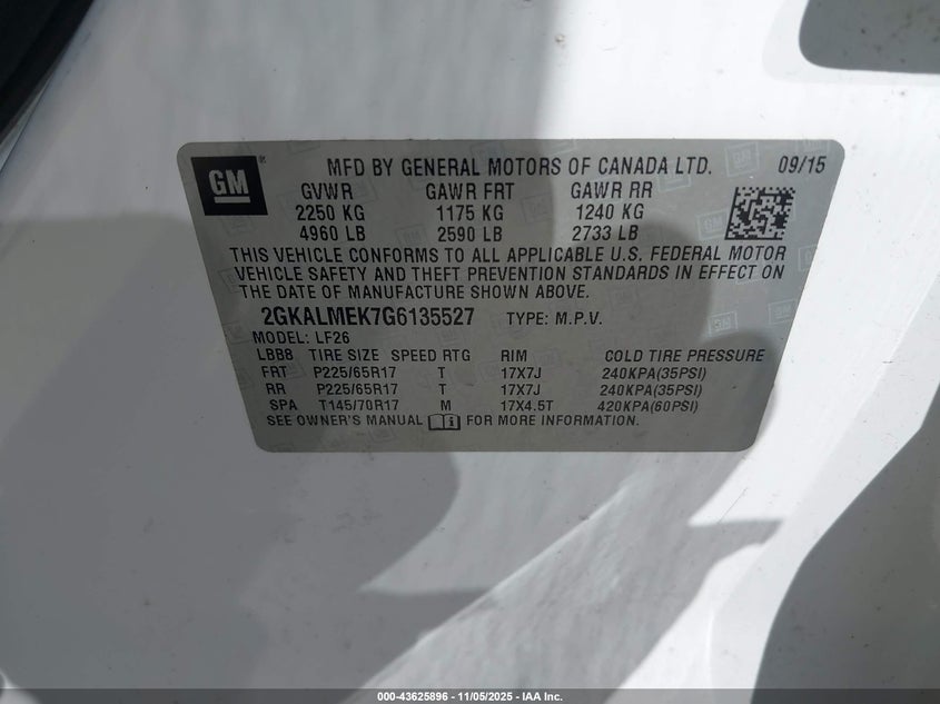 2016 GMC TERRAIN SLE-1 - 2GKALMEK7G6135527