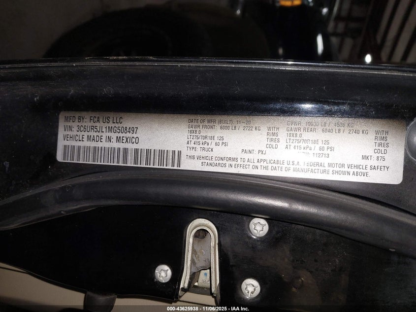 2021 RAM 2500 BIG HORN  4X4 8' BOX - 3C6UR5JL1MG508497