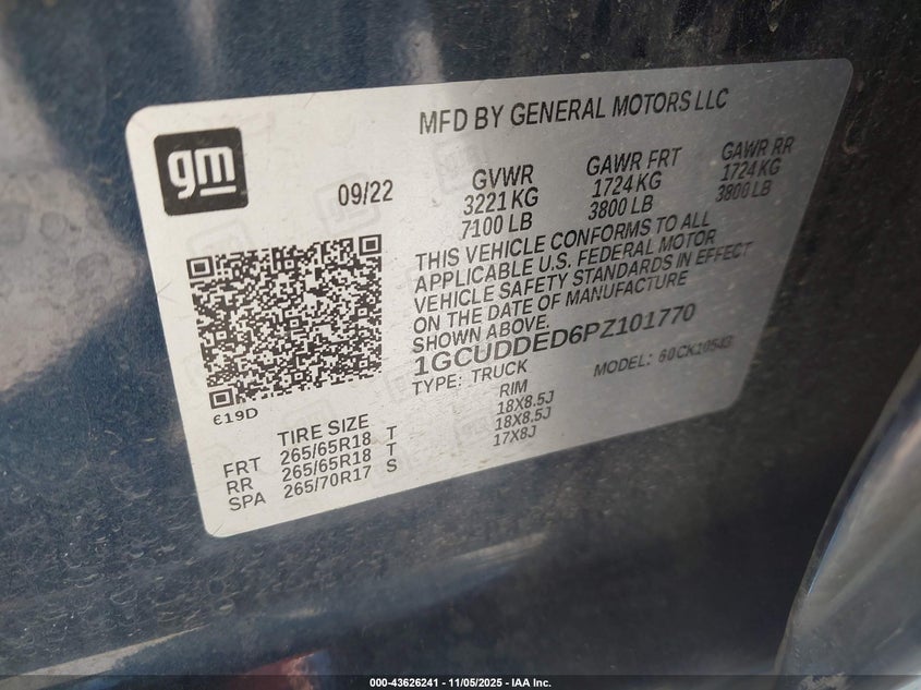 2023 CHEVROLET SILVERADO 1500 4WD  STANDARD BED LT 1GCUDDED6PZ101770