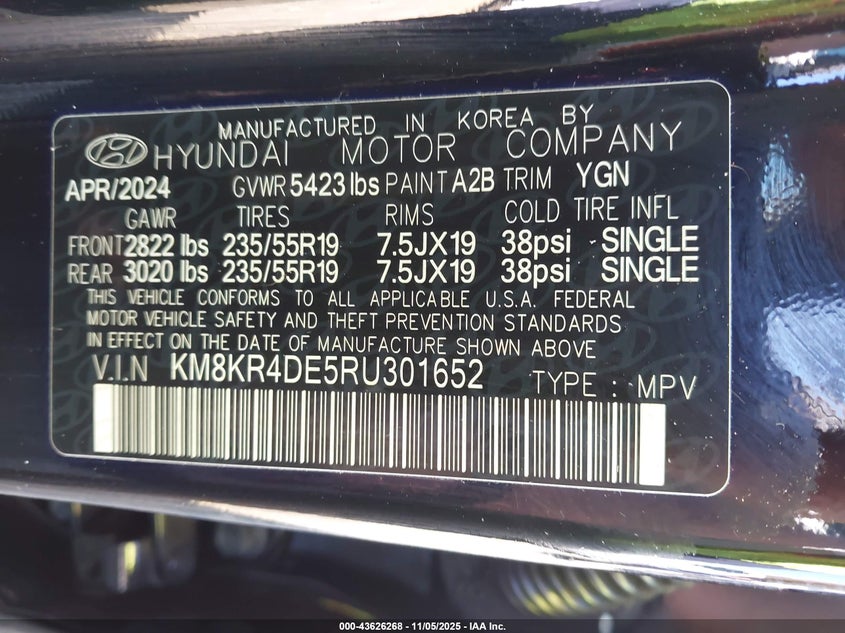 2024 Hyundai Ioniq 5 Limited VIN: KM8KR4DE5RU301652 Lot: 43626268