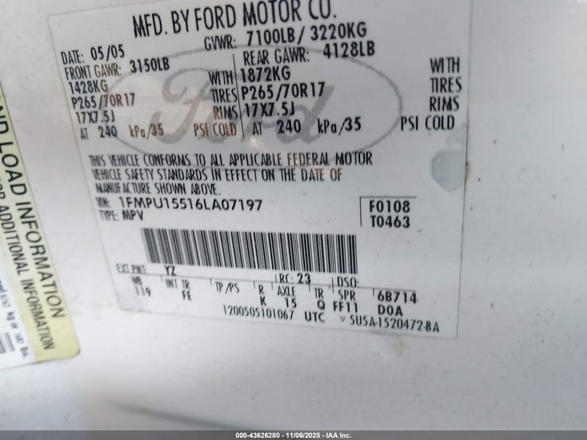 1FMPU15516LA07197 2006 FORD EXPEDITION photo no. 9