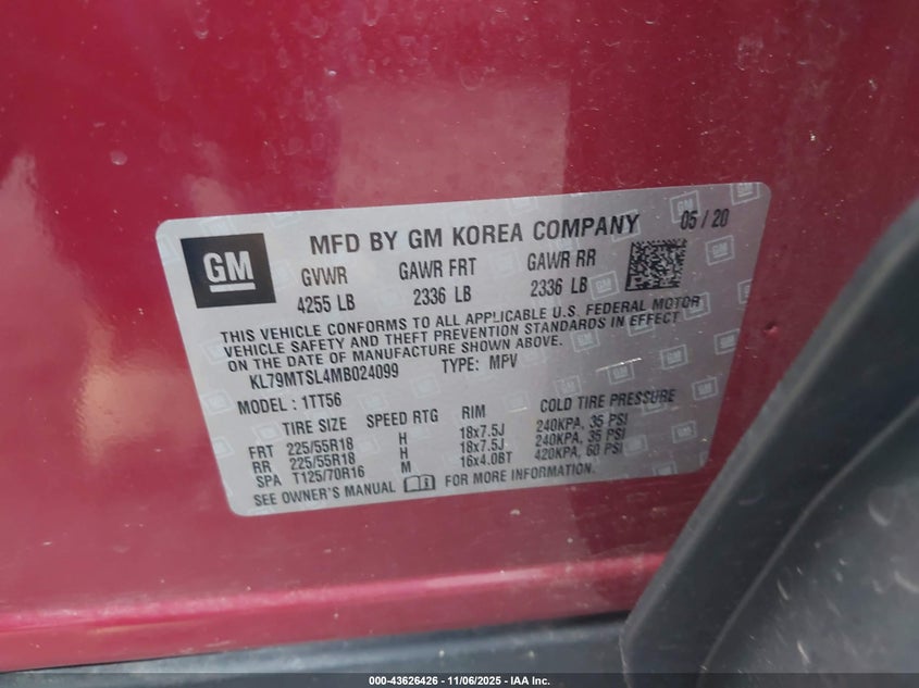 2021 CHEVROLET TRAILBLAZER FWD RS KL79MTSL4MB024099