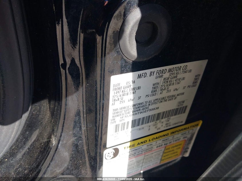 2016 FORD EXPEDITION XLT 1FMJU1HT9GEF55938