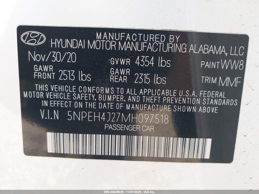 2021 HYUNDAI SONATA LIMITED - 5NPEH4J27MH097518