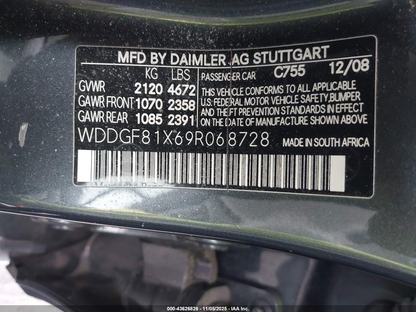 2009 Mercedes-Benz C 300 Luxury 4Matic VIN: WDDGF81X69R068728 Lot: 43626826