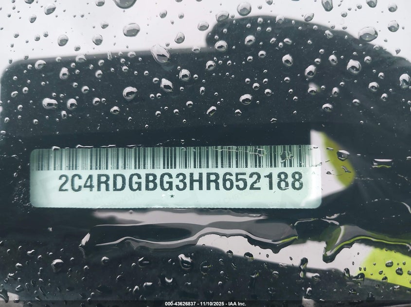 2017 Dodge Grand Caravan Se Plus VIN: 2C4RDGBG3HR652188 Lot: 43626837