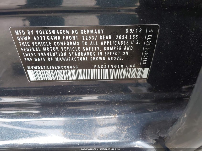 2014 VOLKSWAGEN GOLF 2.5L - WVWDB7AJ9EW006850