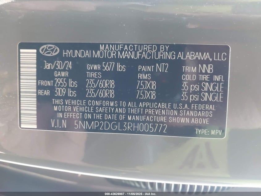2024 HYUNDAI SANTA FE SEL - 5NMP2DGL3RH005772