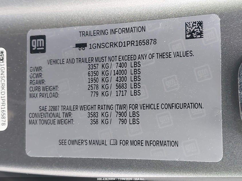 2023 CHEVROLET TAHOE 2WD RST 1GNSCRKD1PR165878