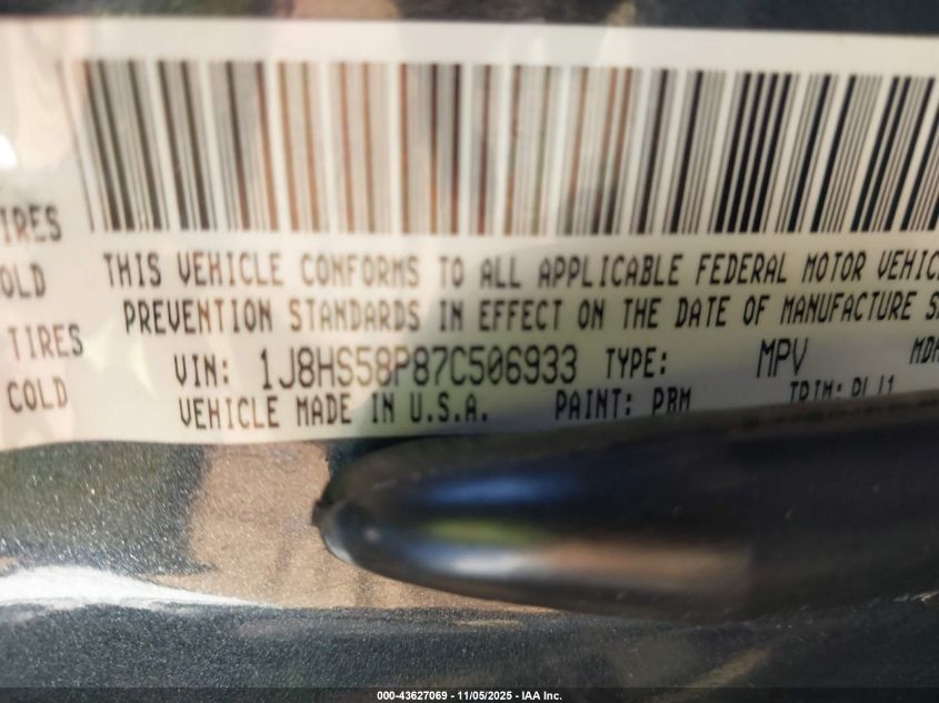 2007 Jeep Grand Cherokee Limited VIN: 1J8HS58P87C506933 Lot: 43627069