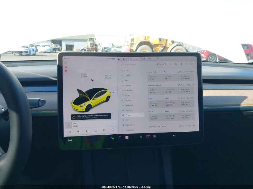 2021 Tesla Model 3 Standard Range Plus Rear-Wheel Drive VIN: 5YJ3E1EA0MF857304 Lot: 43627473