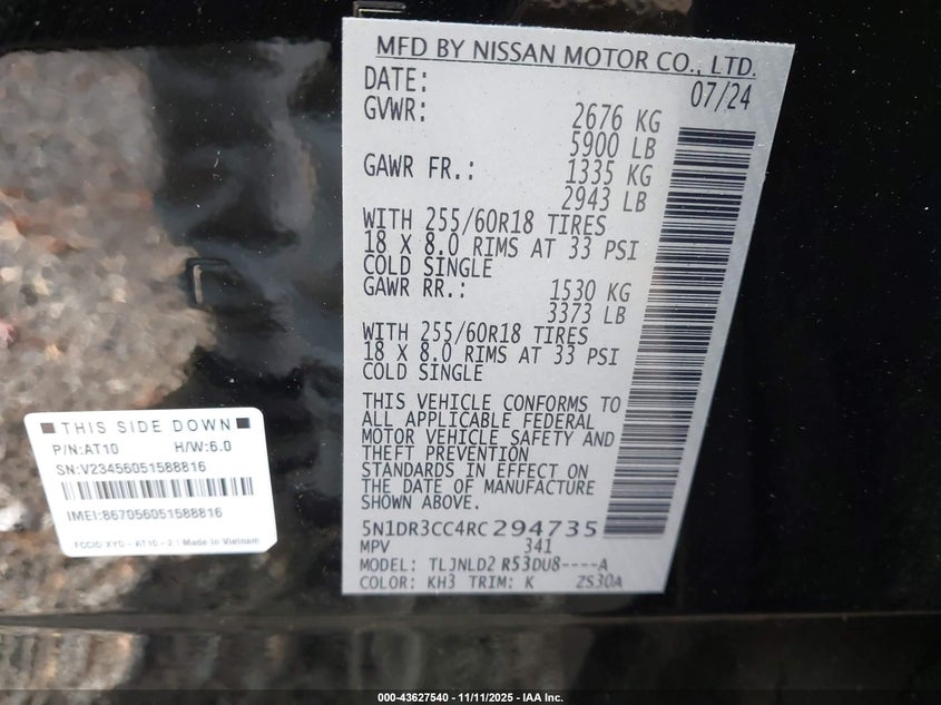 5N1DR3CC4RC294735 2024 NISSAN PATHFINDER photo no. 9
