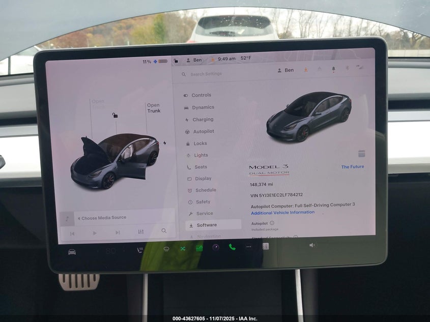 2020 Tesla Model 3 Performance VIN: 5YJ3E1EC2LF784212 Lot: 43627605