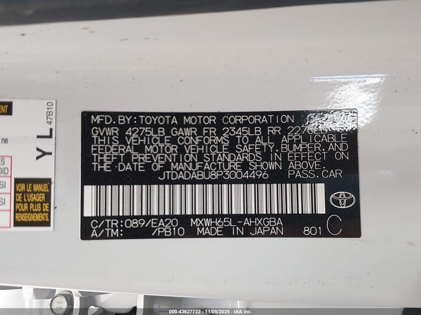 2023 TOYOTA PRIUS XLE AWD-E JTDADABU8P3004496