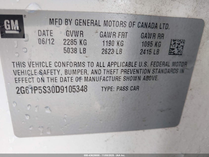 2013 CADILLAC XTS LUXURY 2G61P5S30D9105348