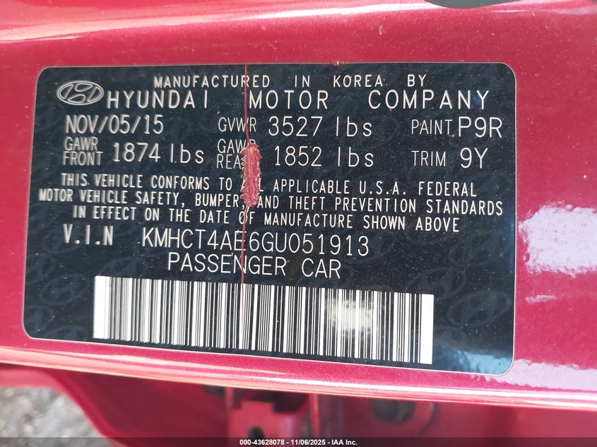 2016 HYUNDAI ACCENT SE KMHCT4AE6GU051913