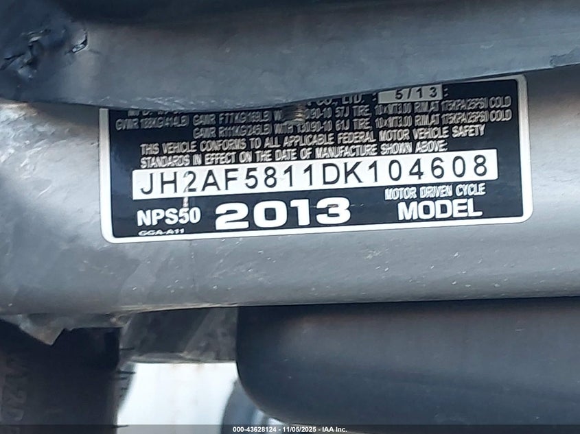 2013 HONDA NPS50 JH2AF5811DK104608