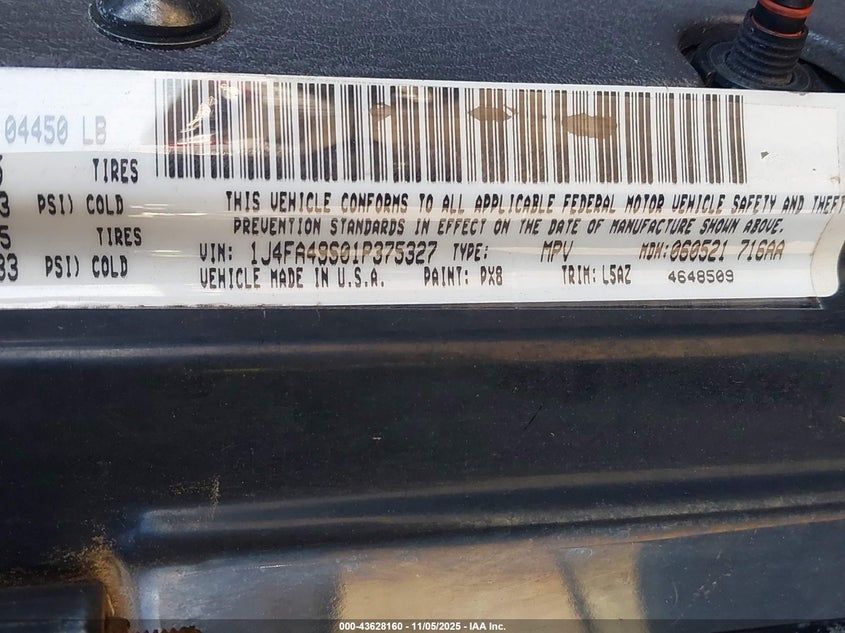 2001 Jeep Wrangler Sport VIN: 1J4FA49S01P375327 Lot: 43628160