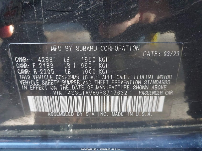 2023 SUBARU IMPREZA SPORT 5-DOOR 4S3GTAM60P3717632