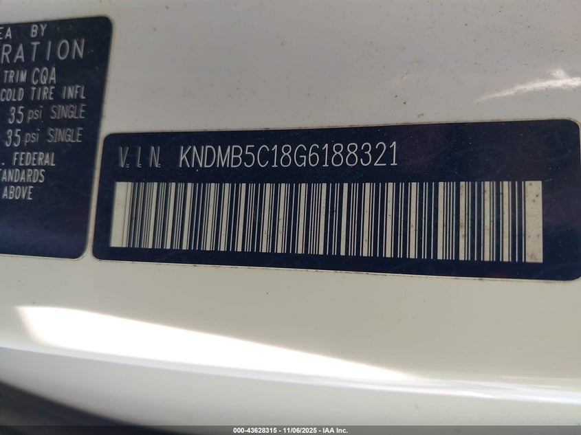 2016 KIA SEDONA LX KNDMB5C18G6188321