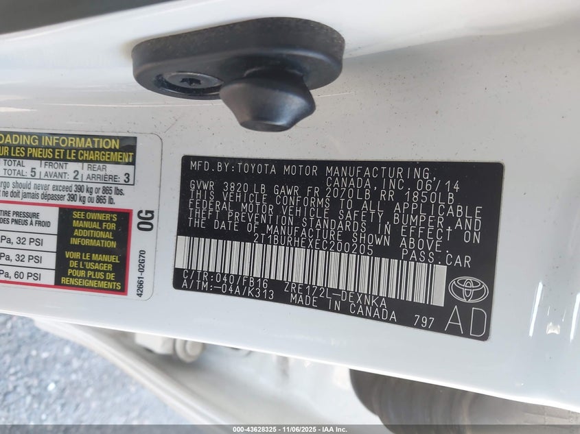 2014 TOYOTA COROLLA LE - 2T1BURHEXEC200205