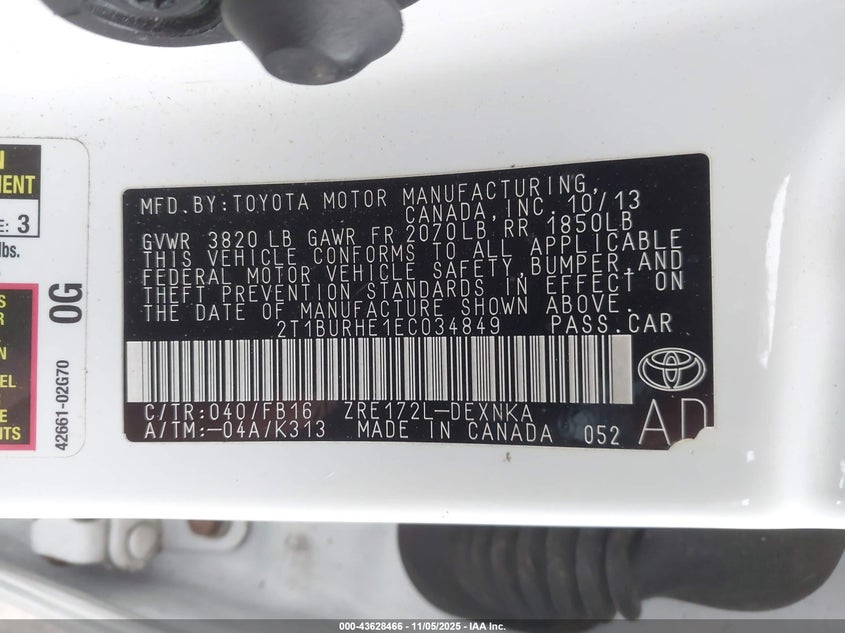 2014 TOYOTA COROLLA LE - 2T1BURHE1EC034849