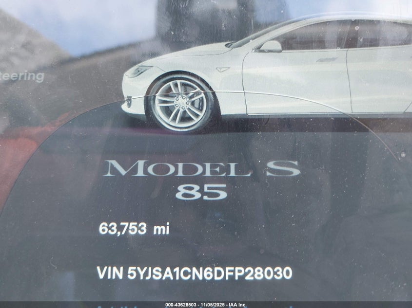 2013 Tesla Model S VIN: 5YJSA1CN6DFP28030 Lot: 43628503