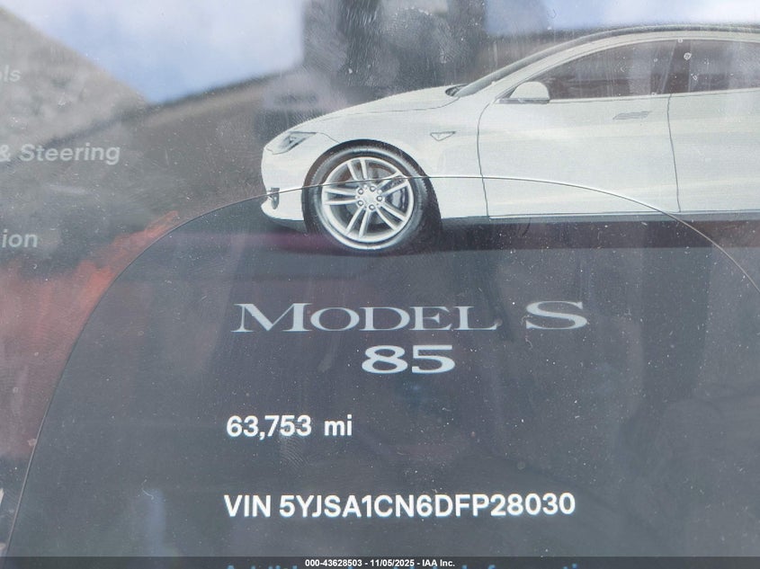 2013 Tesla Model S VIN: 5YJSA1CN6DFP28030 Lot: 43628503