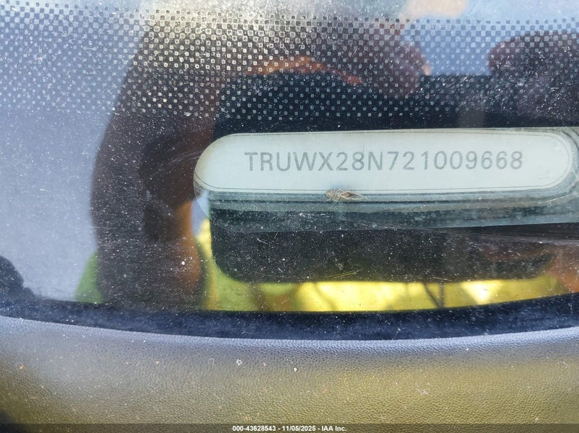 2002 Audi Tt 1.8L VIN: TRUWX28N721009668 Lot: 43628543