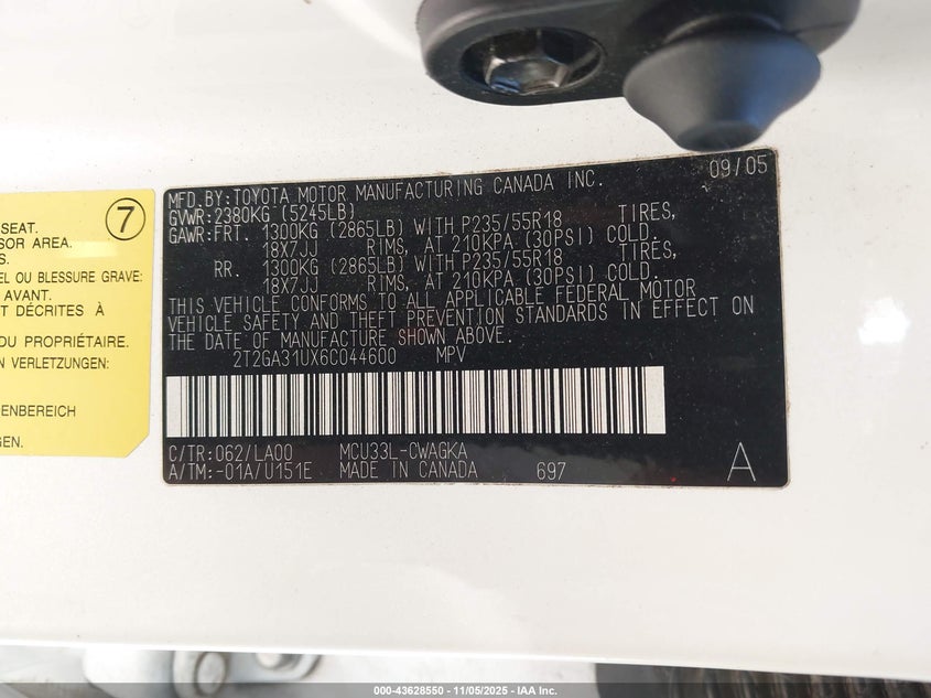 2006 Lexus Rx 330 VIN: 2T2GA31UX6C044600 Lot: 43628550