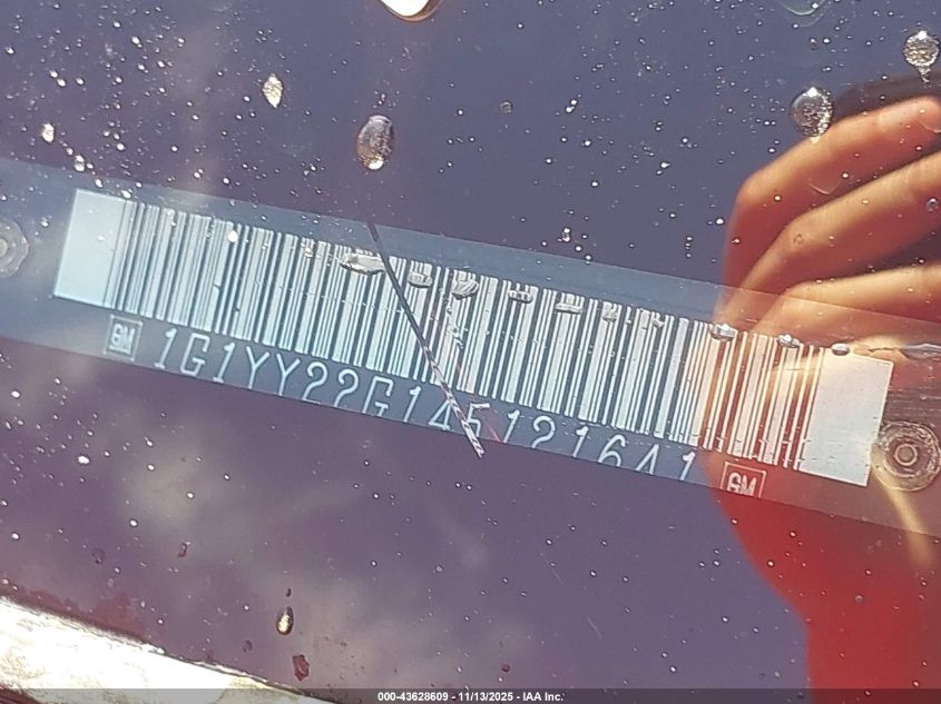 2004 Chevrolet Corvette VIN: 1G1YY22G145121641 Lot: 43628609