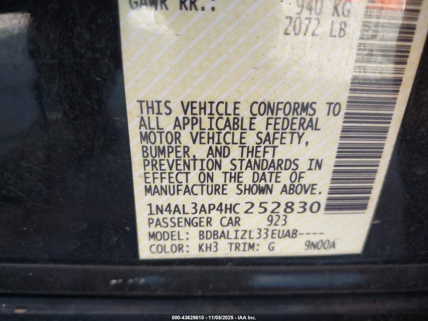 1N4AL3AP4HC252830 2017 NISSAN ALTIMA photo no. 9