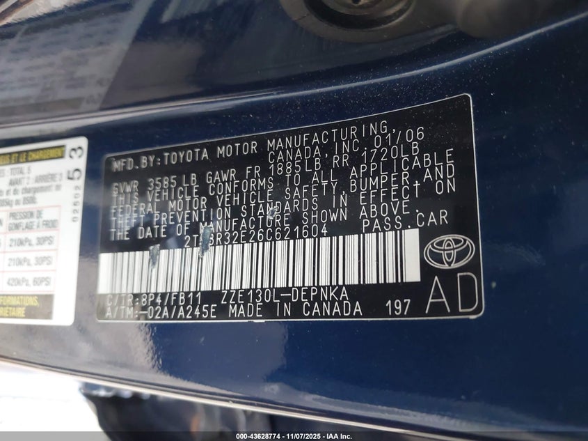2T1BR32E26C621604 2006 TOYOTA COROLLA photo no. 9
