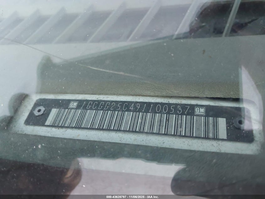 2009 Chevrolet Express 2500 Work Van VIN: 1GCGG25C491100537 Lot: 43628797