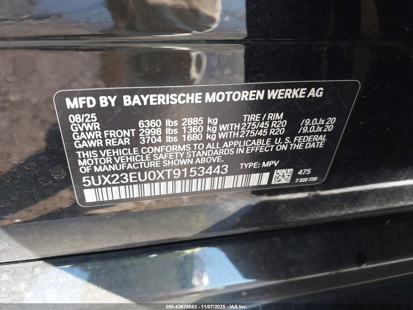2026 BMW X5 XDRIVE40I 5UX23EU0XT9153443