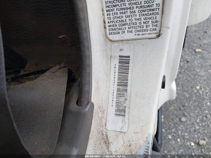 2000 Isuzu Npr VIN: 4KLB4B1R7YJ802878 Lot: 43628907