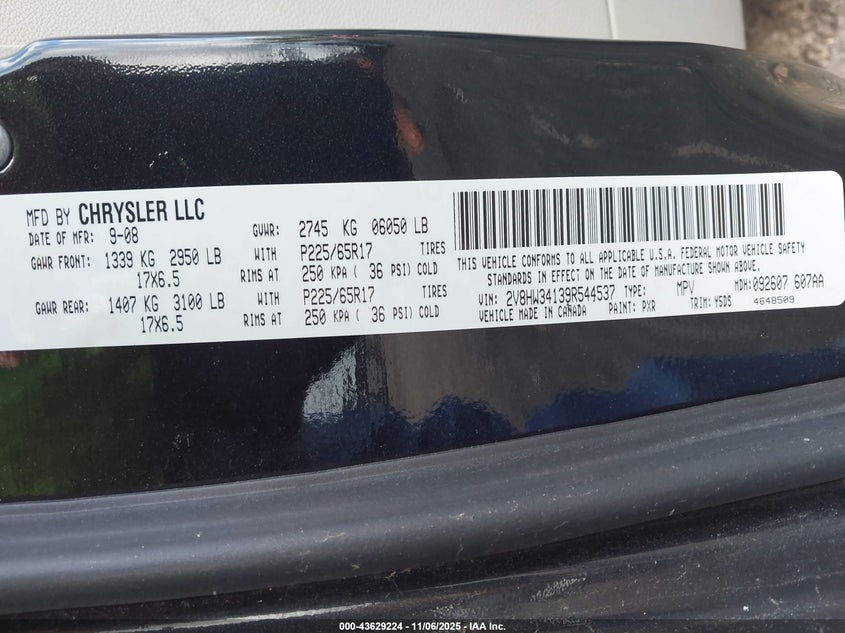 2009 Volkswagen Routan Se VIN: 2V8HW34139R544537 Lot: 43629224