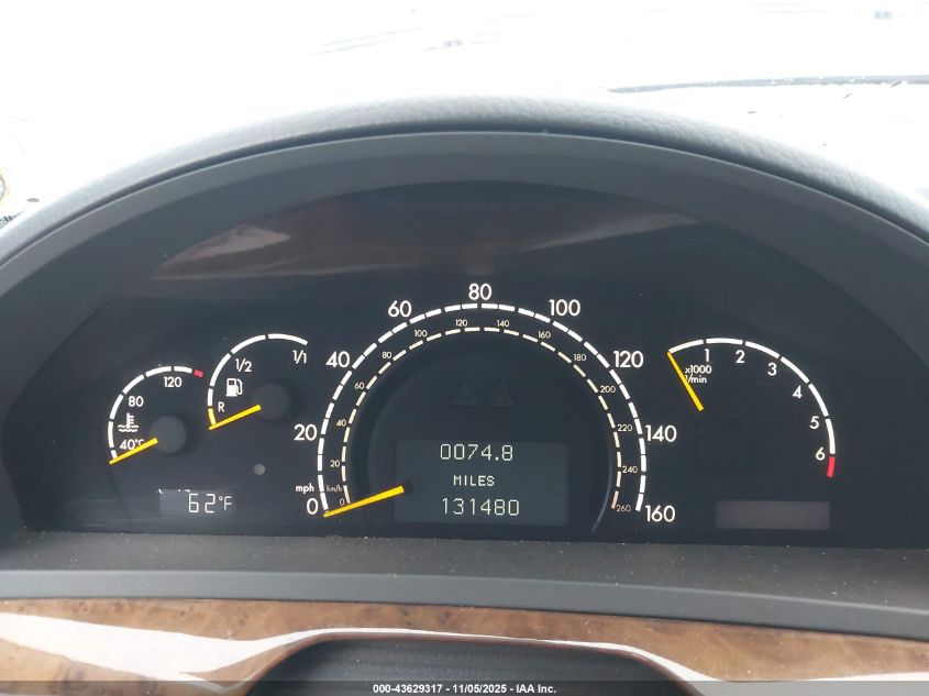 2003 Mercedes-Benz S 500 VIN: WDBNG75J93A352020 Lot: 43629317