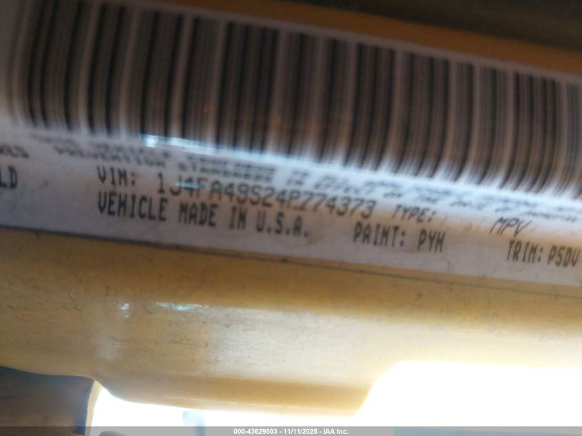 2004 Jeep Wrangler Sport VIN: 1J4FA49S24P774373 Lot: 43629503