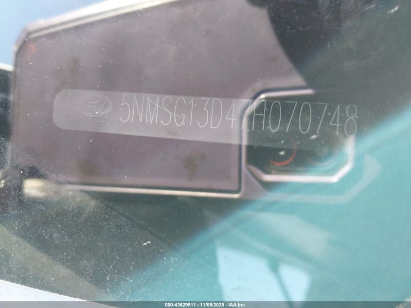 2007 Hyundai Santa Fe Gls VIN: 5NMSG13D47H070748 Lot: 43629511