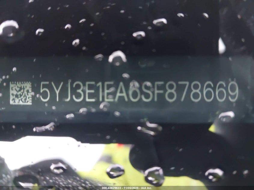 2025 Tesla Model 3 Long Range Rear-Wheel Drive/Standard VIN: 5YJ3E1EA6SF878669 Lot: 43629633
