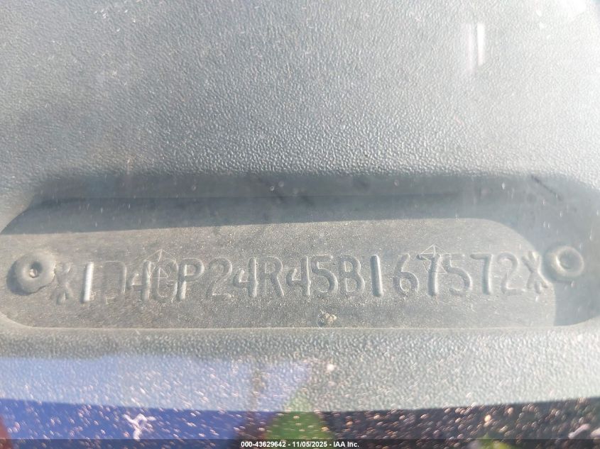 2005 Dodge Grand Caravan Se VIN: 1D4GP24R45B167572 Lot: 43629642