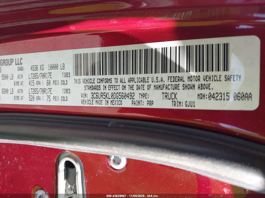 2013 RAM 2500 LARAMIE - 3C6UR5KL0DG560492