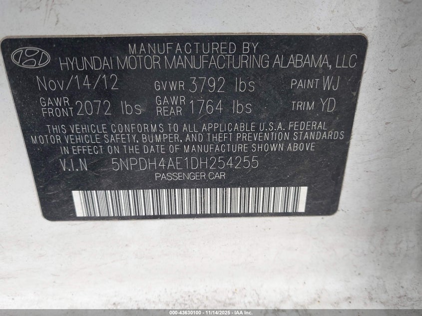 5NPDH4AE1DH254255 2013 HYUNDAI ELANTRA photo no. 9