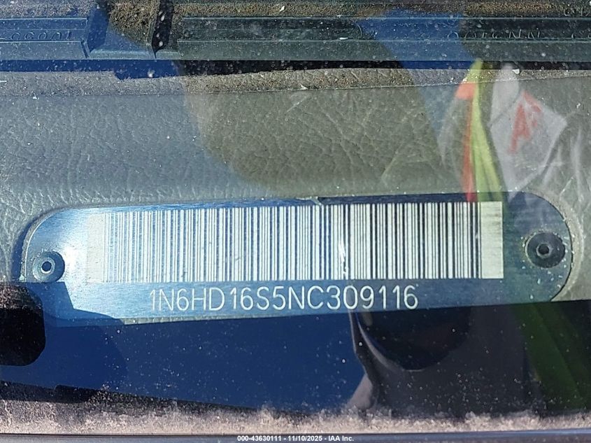 1992 Nissan Truck King Cab Se VIN: 1N6HD16S5NC309116 Lot: 43630111