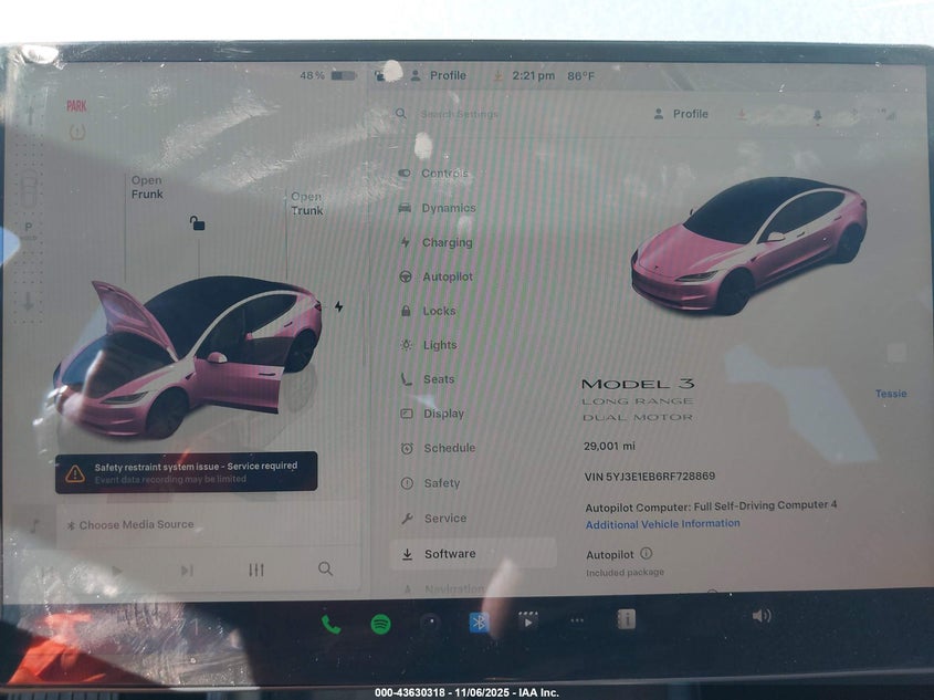 2024 Tesla Model 3 Long Range Dual Motor All-Wheel Drive VIN: 5YJ3E1EB6RF728869 Lot: 43630318