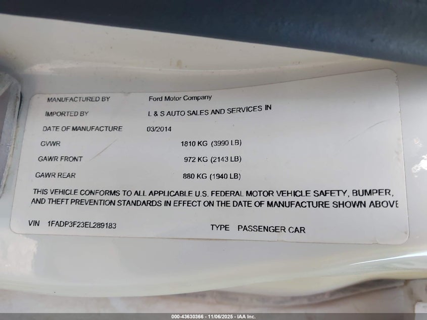 2014 FORD FOCUS SE - 1FADP3F23EL289183